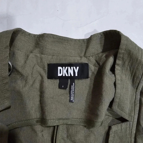 DKNY Size Small Open Front‎ Cardigan Jacket 3/4 sleeves Olive Green - Picture 6 of 9
